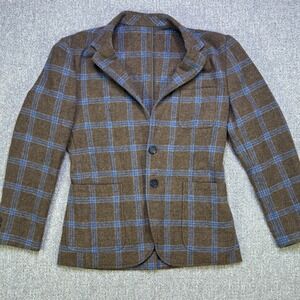 Brooklyn Tailors Ormezzano Wool Blazer Brown Blue Windowpane Mens 38R Jacket